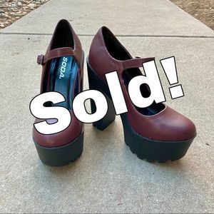 Burgundy mary jane heels- Soda